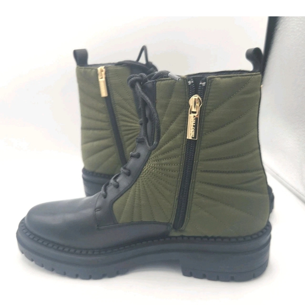 Valdini Klip Olive Green Gold Zip Velour Lining Ankle Boots Womens Size 8.5 NEW - Picture 5 of 14